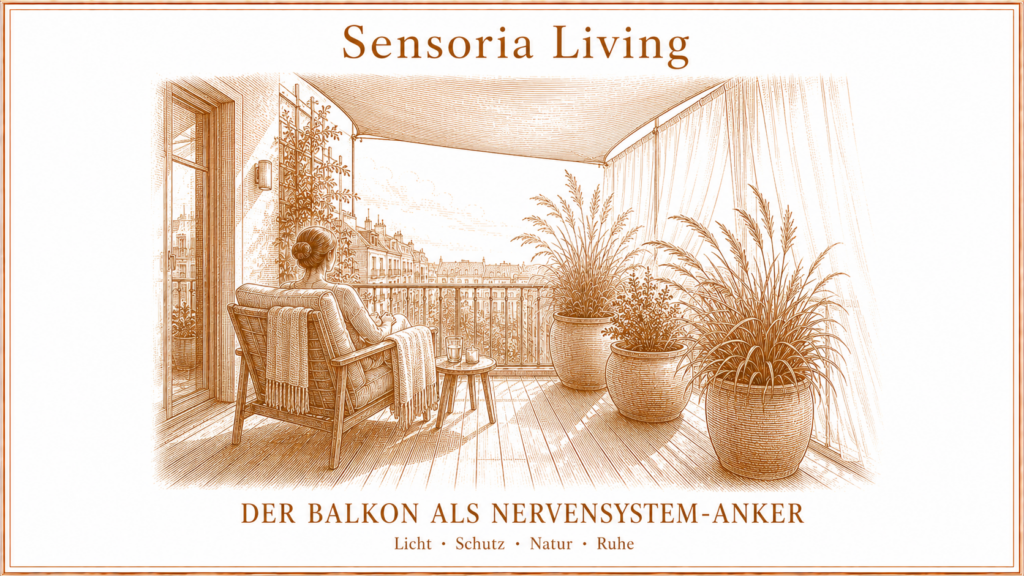 Balkon als Wohnraum und Nervensystem Anker, Sensoria Living Newsletter und Freebie